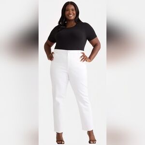 Terra & Sky Plus Size Women's Straight Leg White Jeans 26W Petite